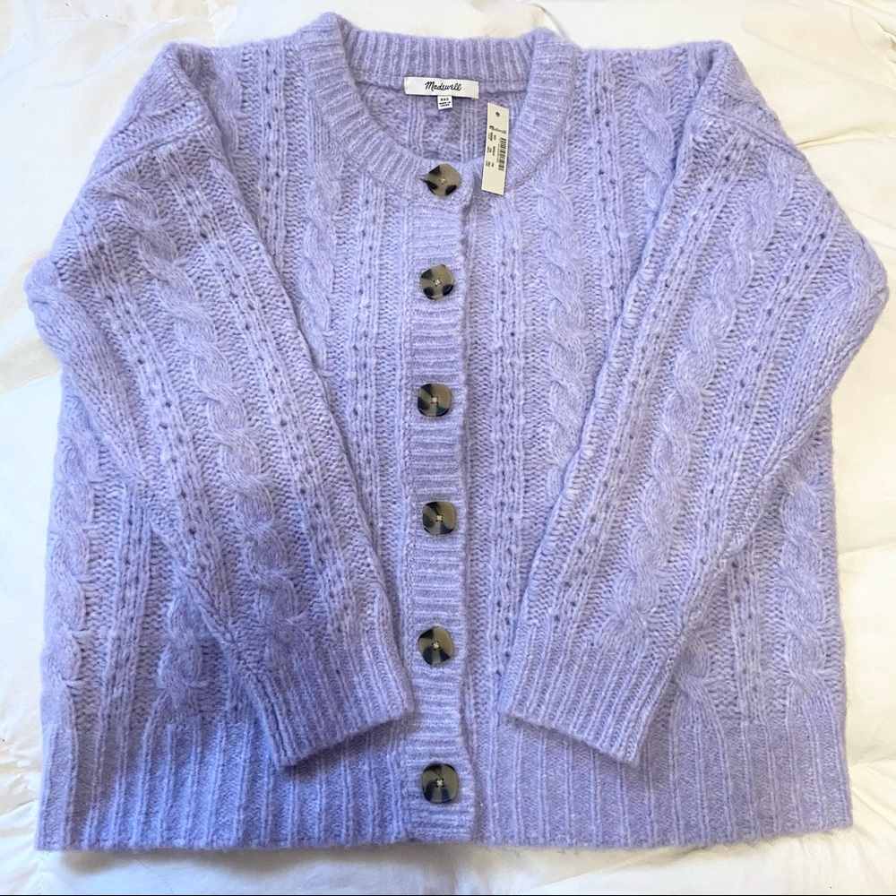 NWT Pointelle Cable Cardigan Sweater